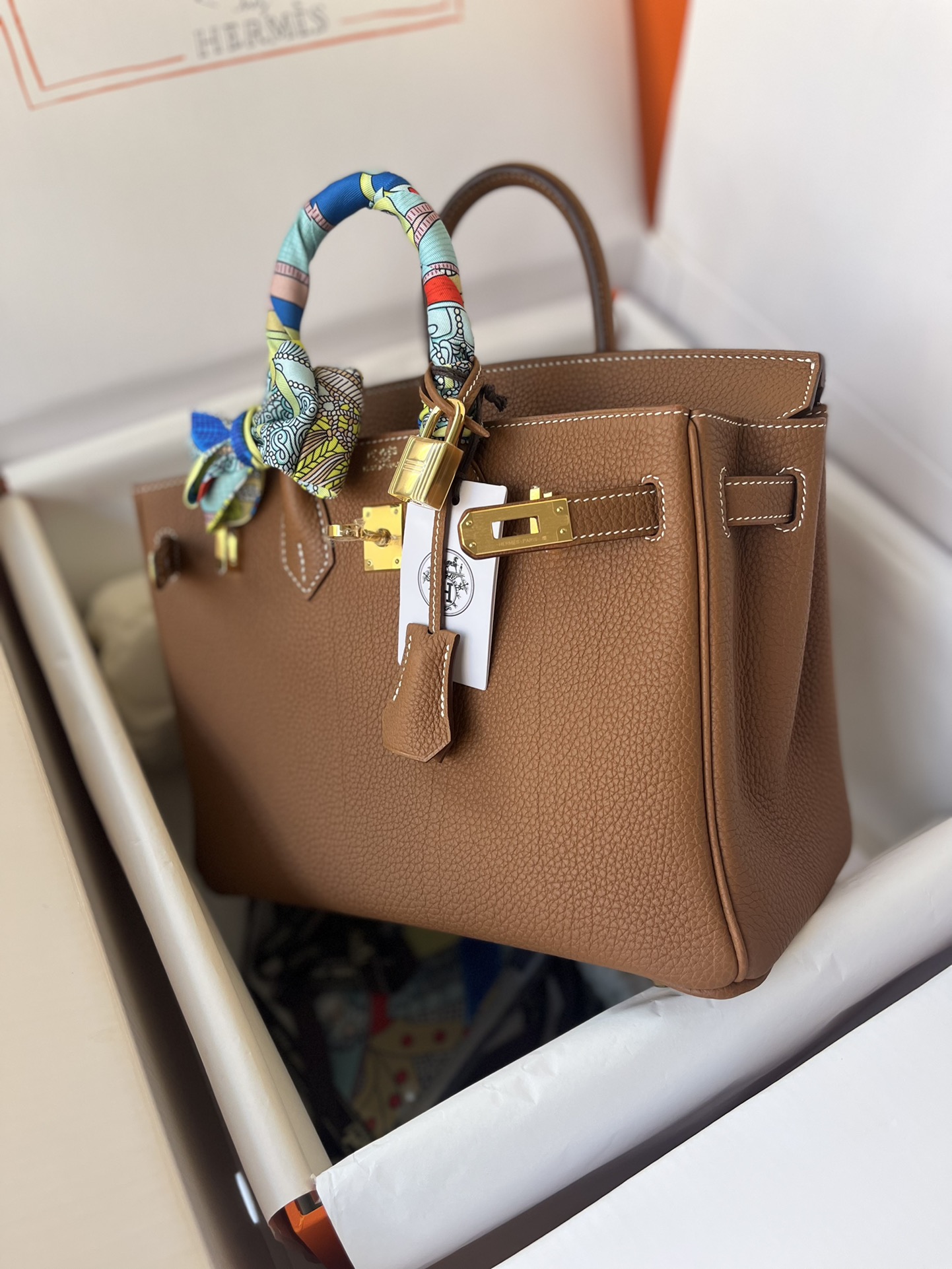 에르메스 버킨25 골드브라운 금장 토고가죽